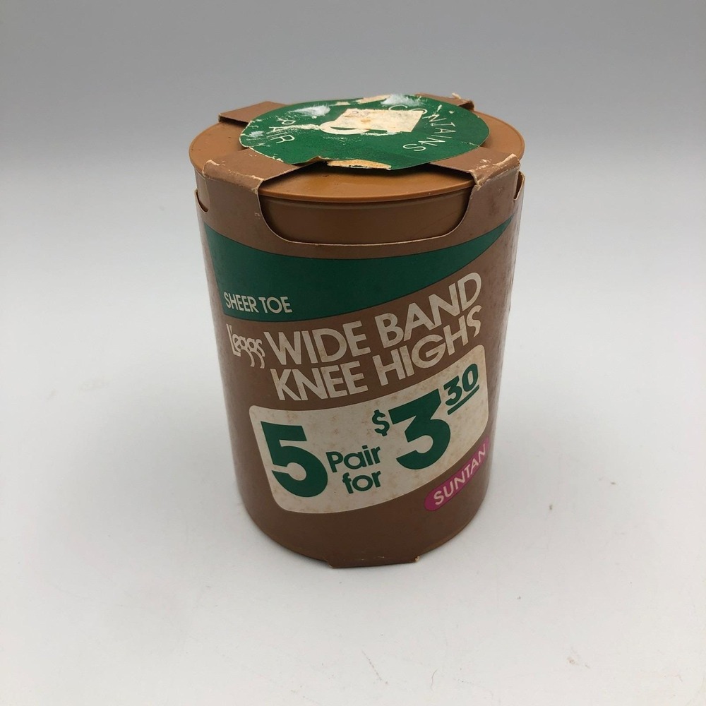 Vintage LEGGS Wide Band Knee Highs (Sheer Toe Suntan) 5 Pack - NEW/Sealed